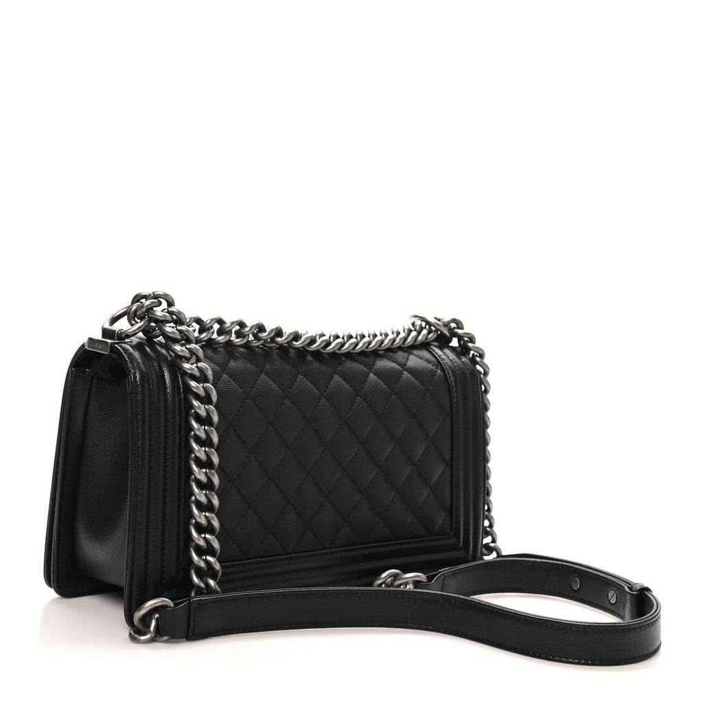 Caviar Quilted Medium Boy Flap Black