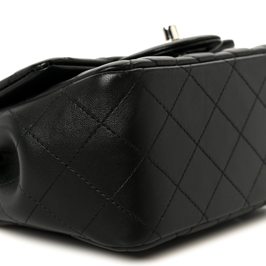 Lambskin Quilted Mini Square Flap Black