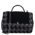 Shearling Tweed Medium Handle Boy Flap Black Grey