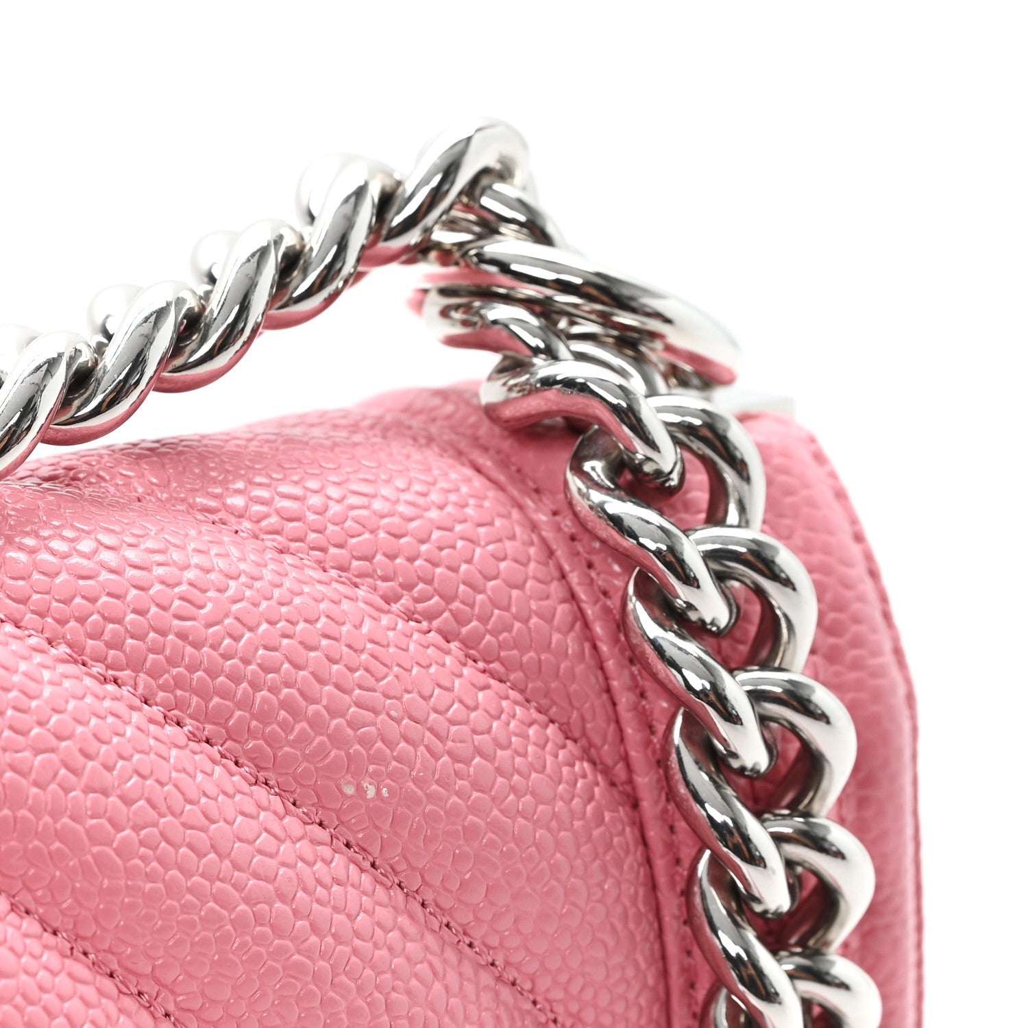 Caviar Chevron Quilted Medium Boy Flap Pink