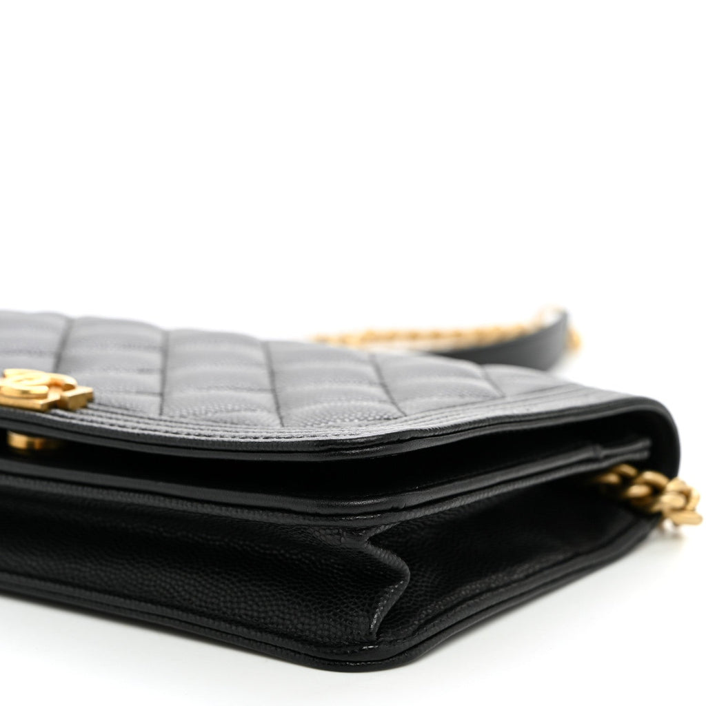 Caviar Quilted Boy Wallet On Chain WOC Black
