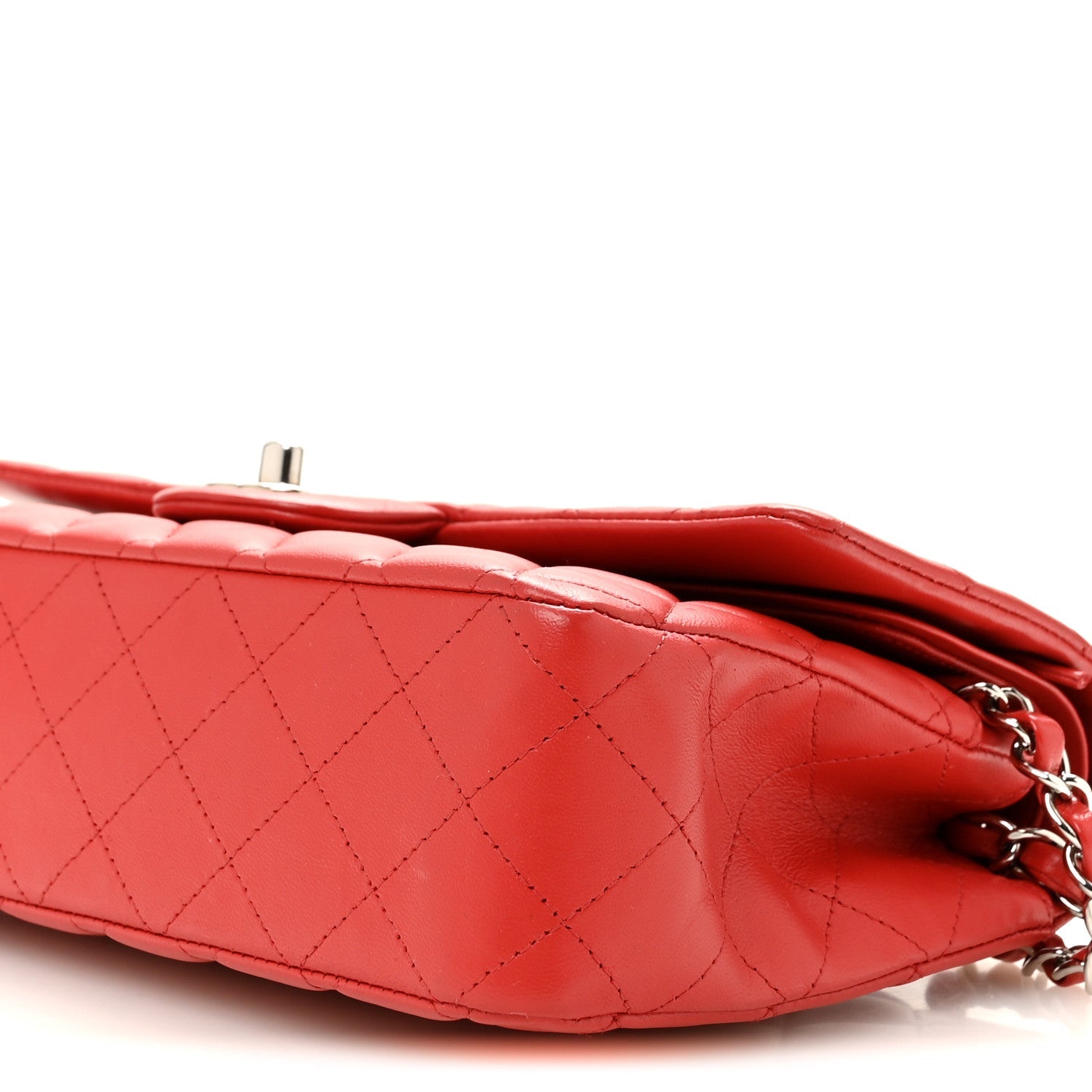 Lambskin Quilted Medium Double Flap Red