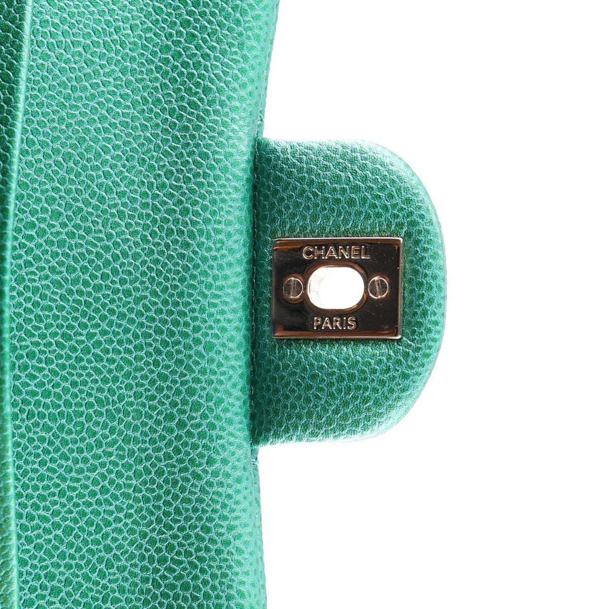 Metallic Caviar Quilted Medium Double Flap Green