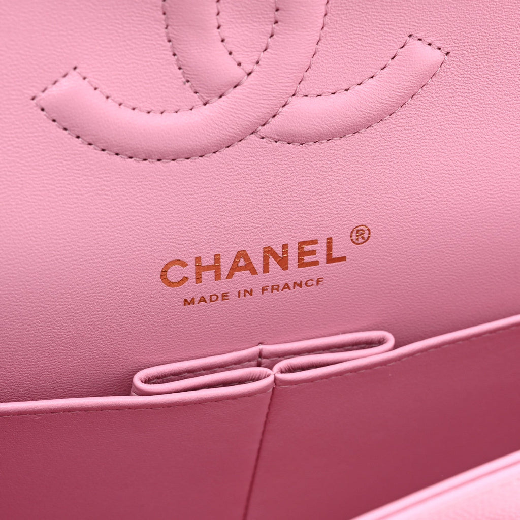 Caviar Quilted Medium Double Flap Light Pink