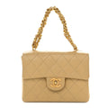 Lambskin Quilted Mini Square Flap Beige