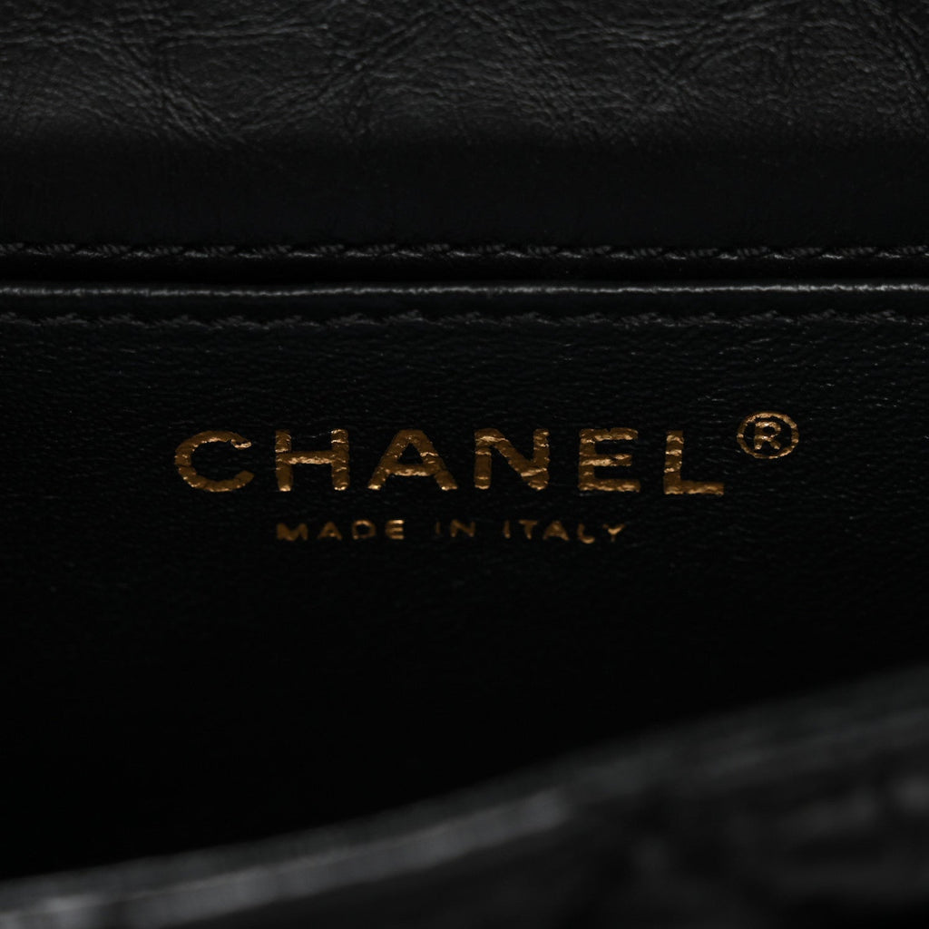 Aged Calfskin Quilted 2.55 Reissue Chain Waist Bag Black