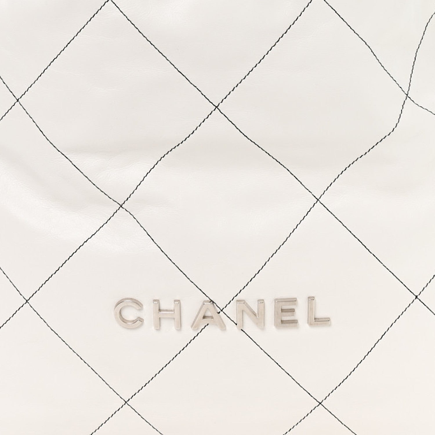 Shiny Calfskin Quilted Chanel 22 White Black