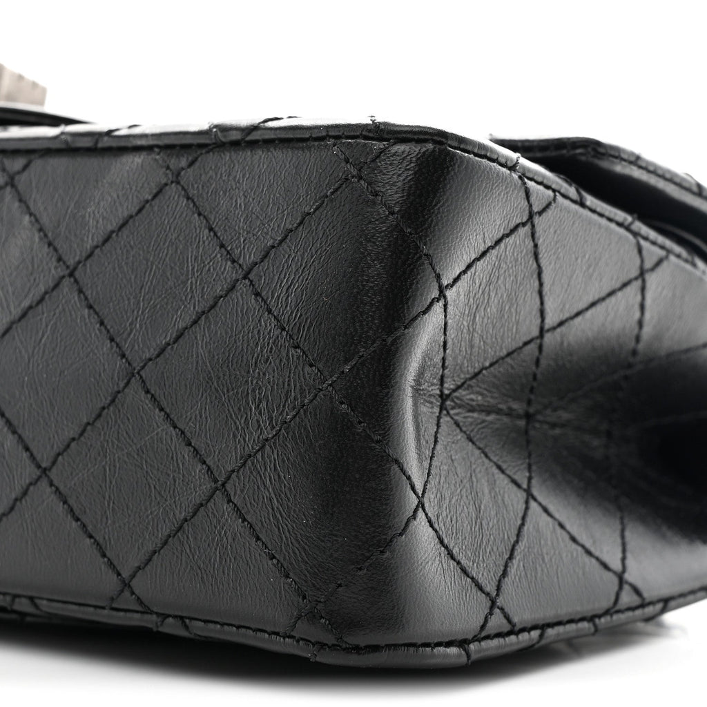 Aged Calfskin Quilted 2.55 Reissue 225 Flap Black