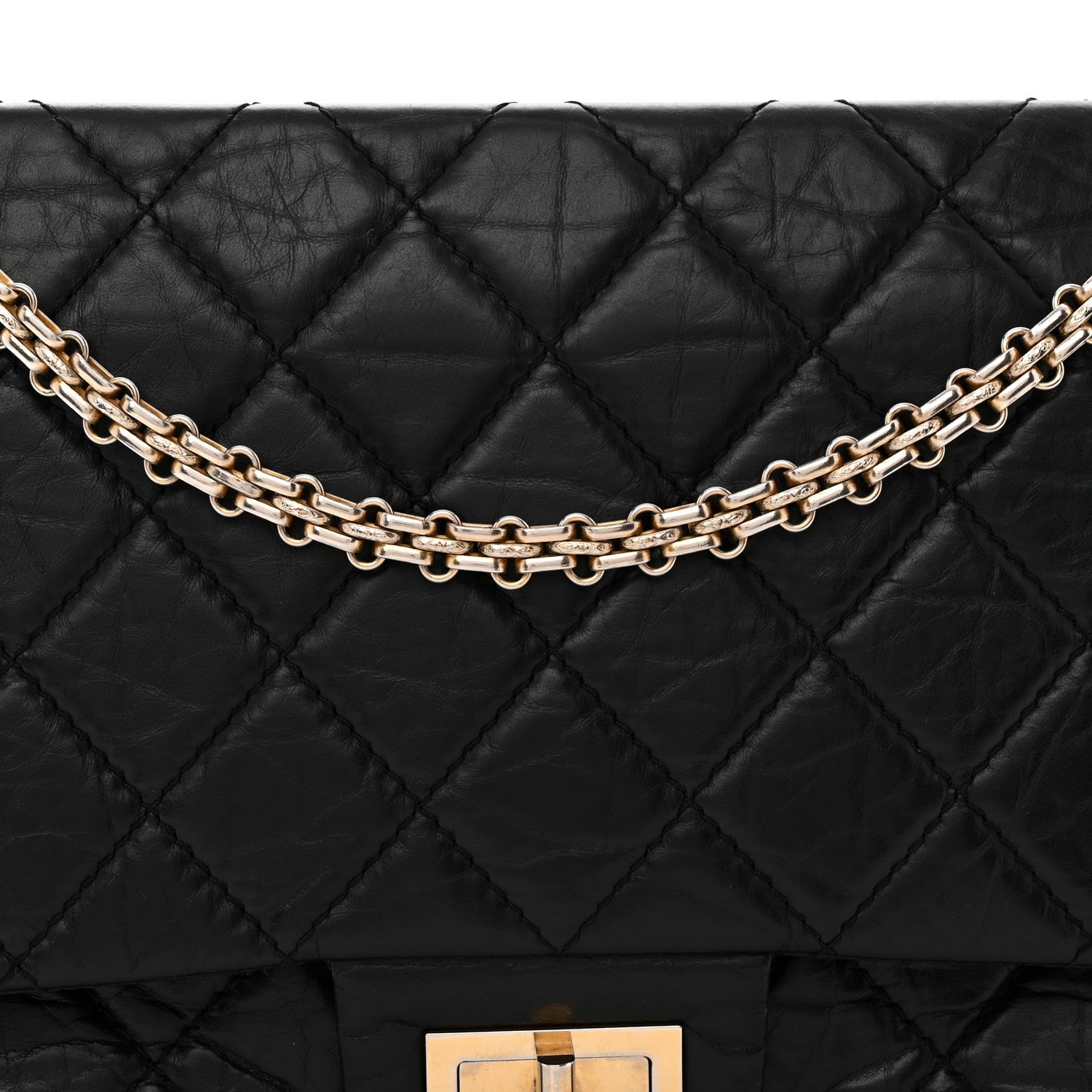 Aged Calfskin Quilted 2.55 Reissue 227 Flap Black