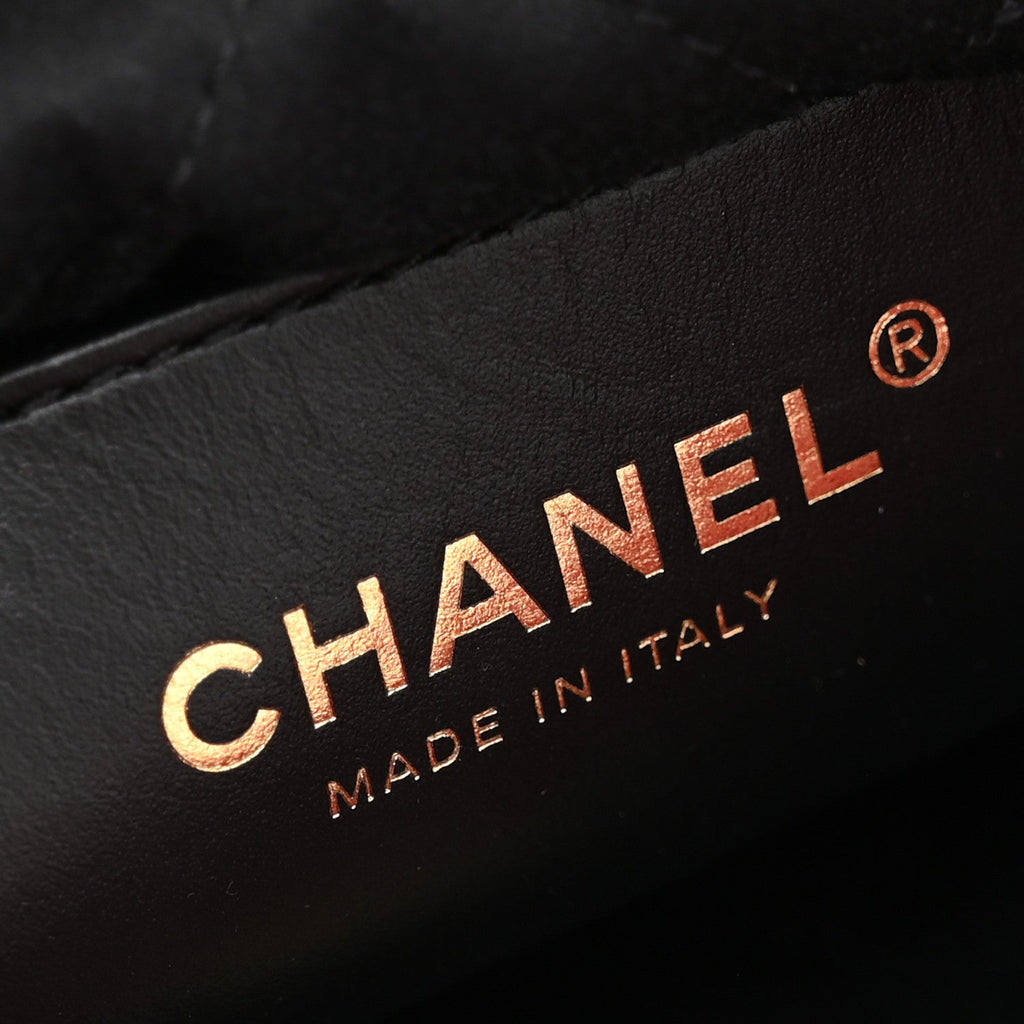 Shiny Calfskin Striped Mini Chanel 22 Red Black