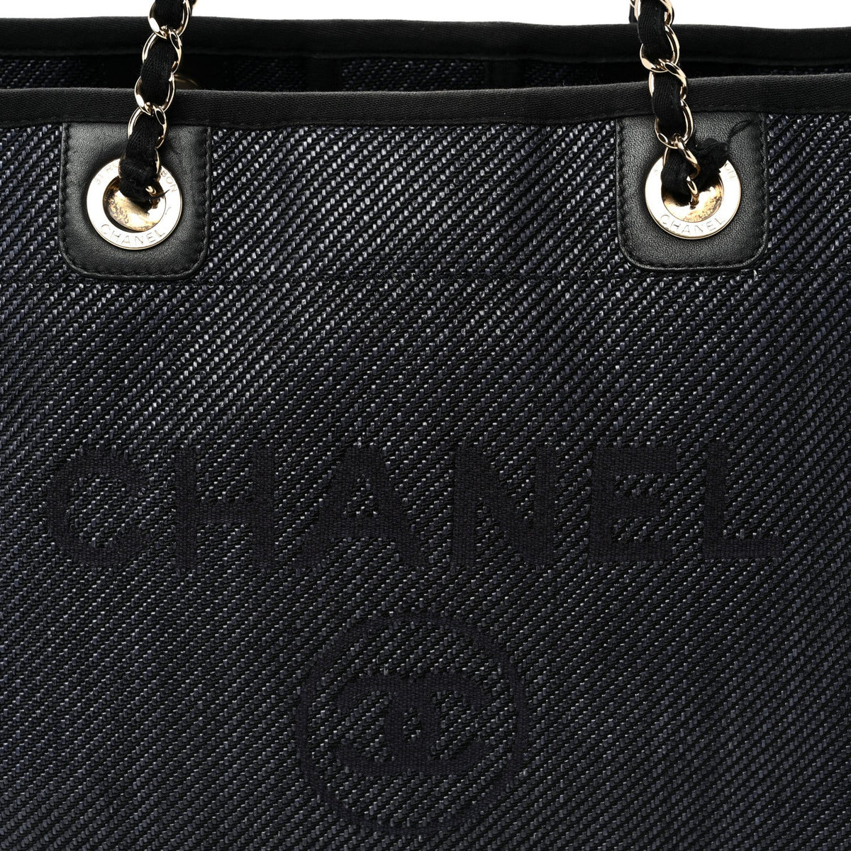 Mixed Fibers Calfskin Small Deauville Tote Black