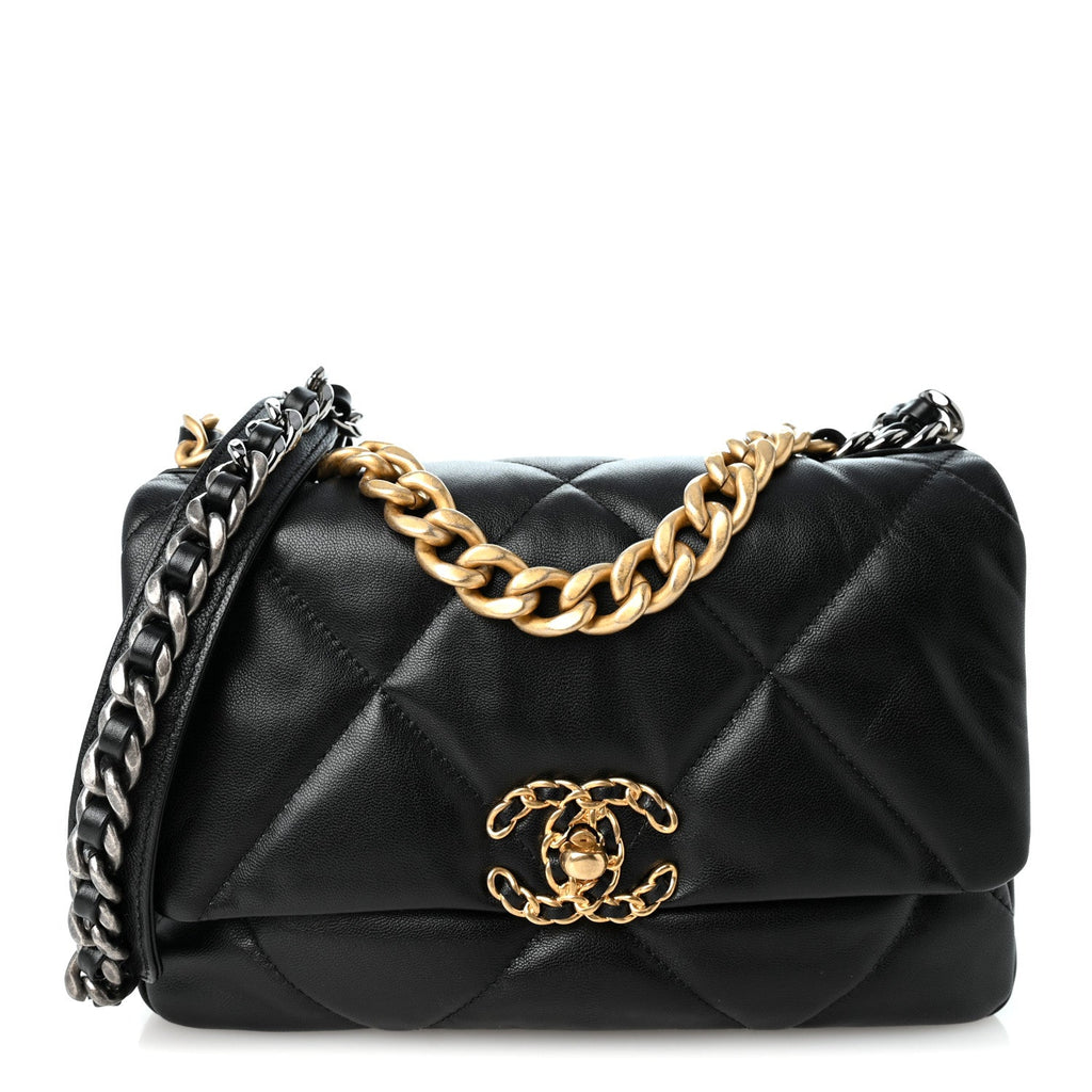 Lambskin Quilted Medium Chanel 19 Flap Black