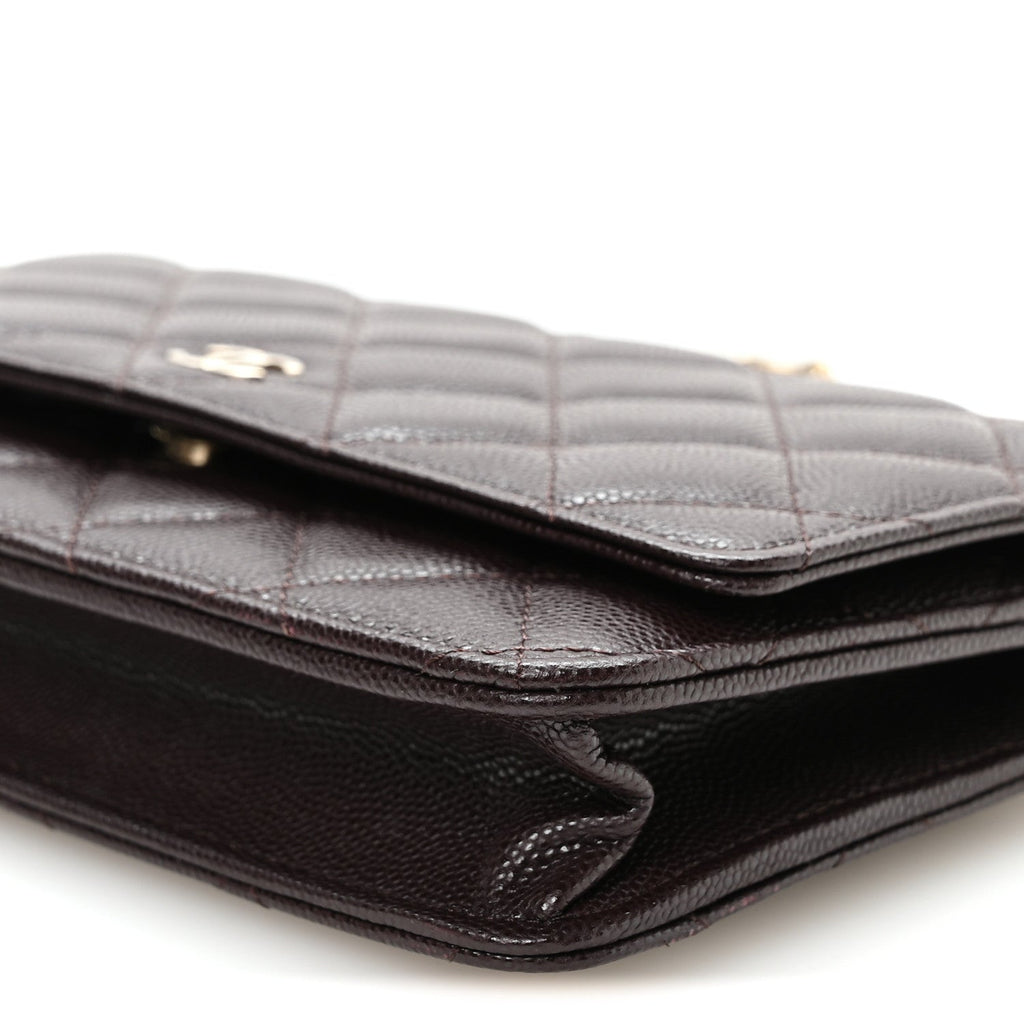 Caviar Quilted Wallet on Chain WOC Dark Brown