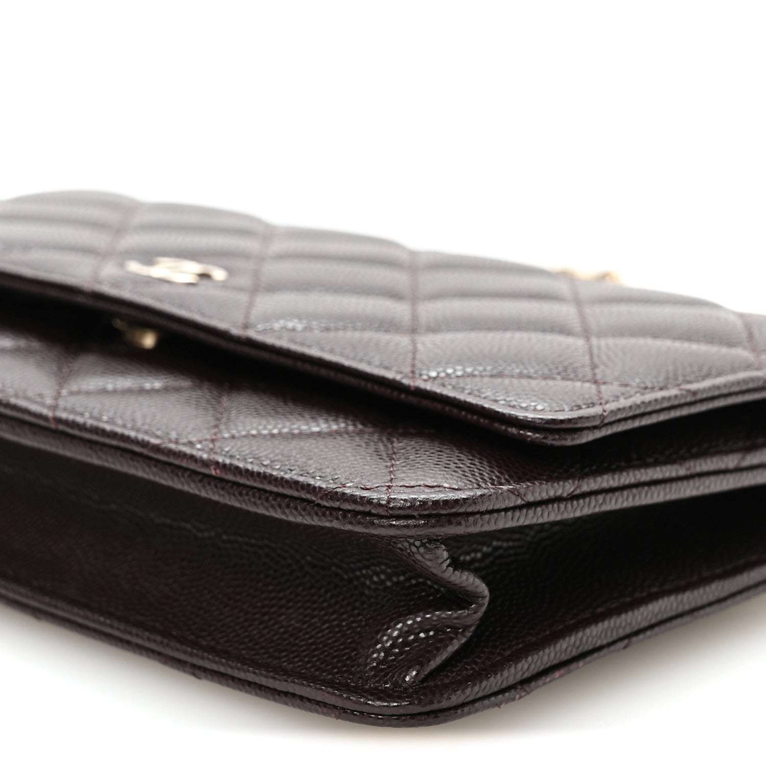 Caviar Quilted Wallet on Chain WOC Dark Brown