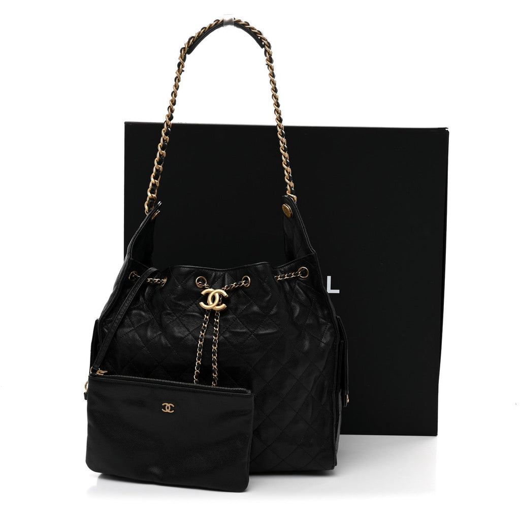 Caviar Quilted Medium Chanel 25 Handbag Black