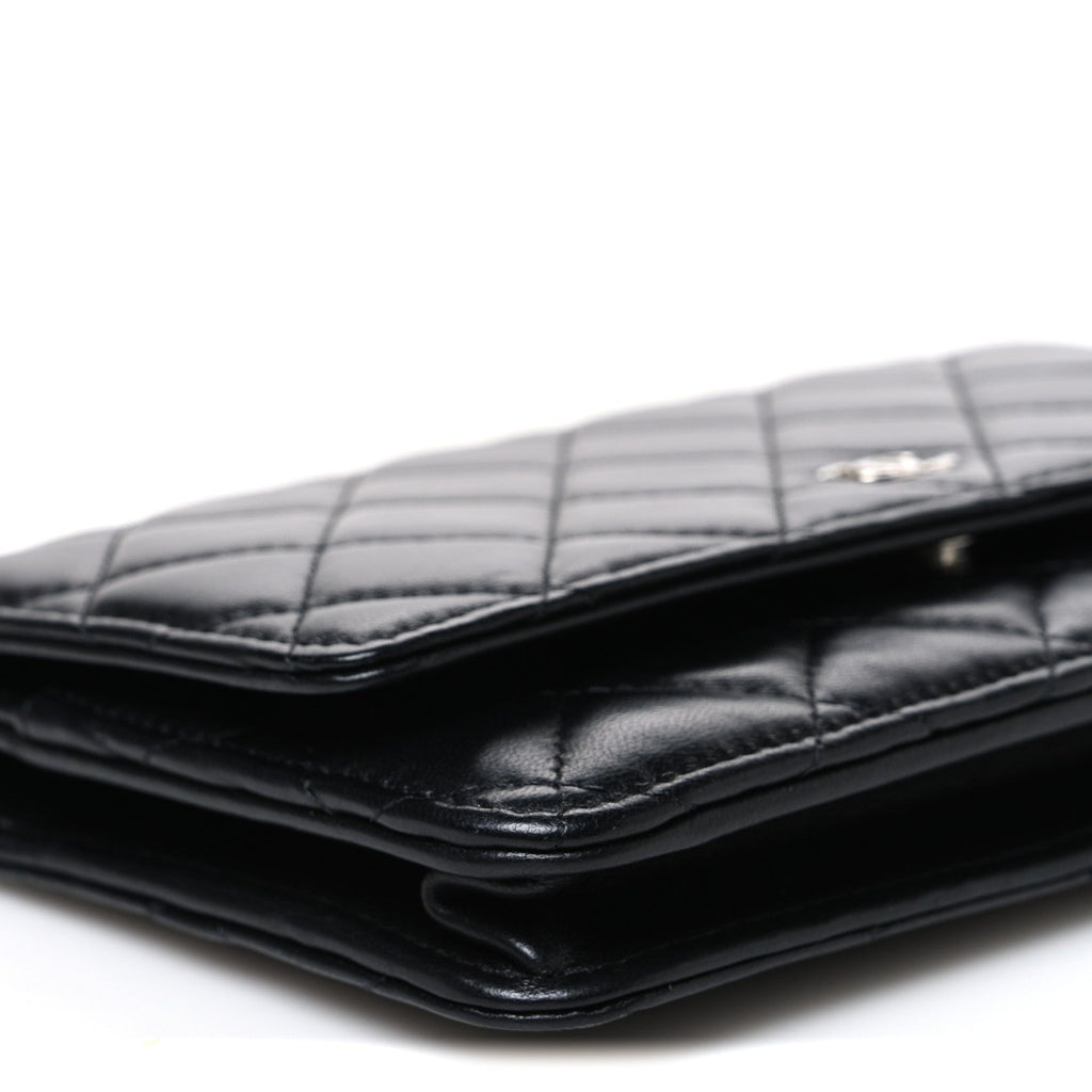 Lambskin Quilted Wallet On Chain WOC Black