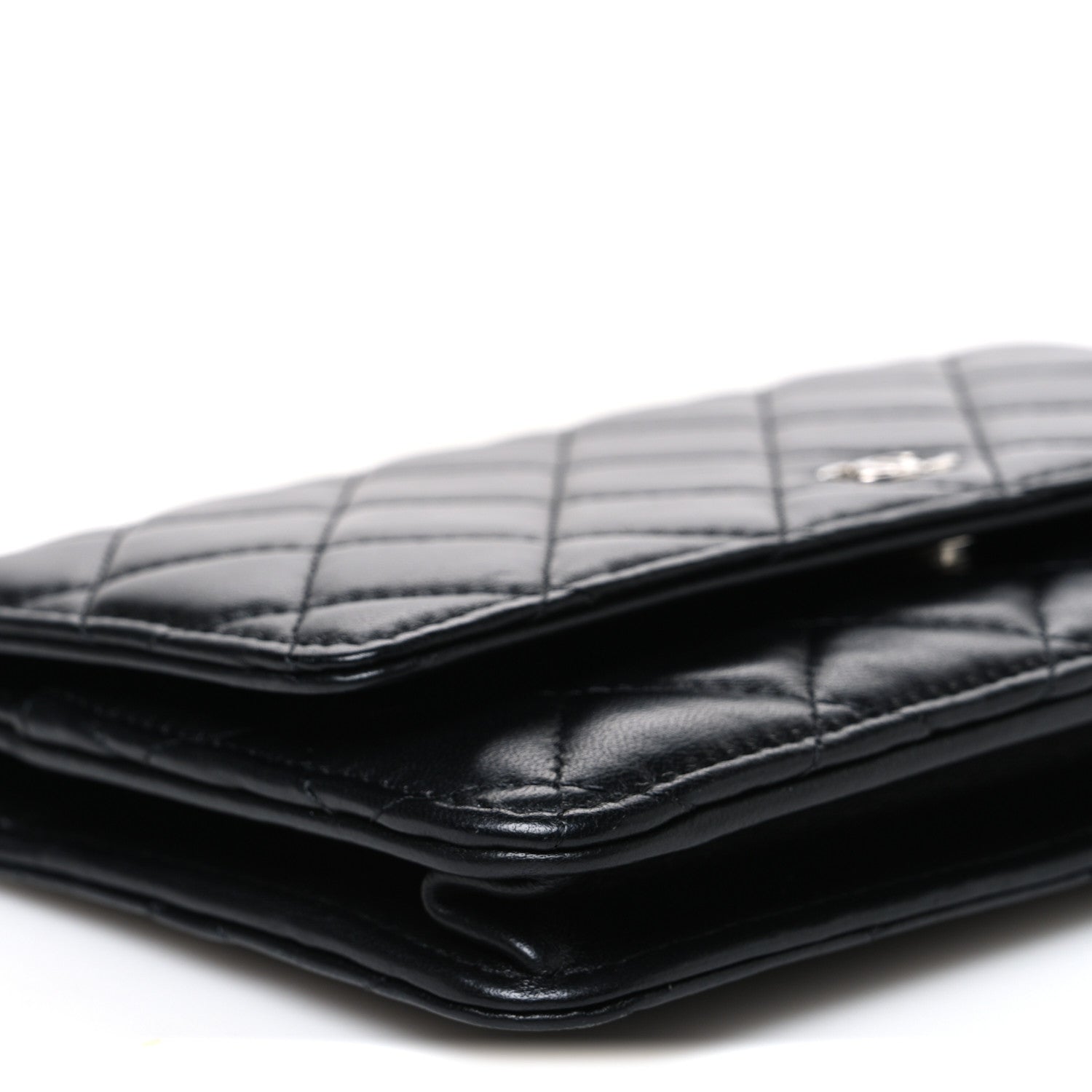 Lambskin Quilted Wallet On Chain WOC Black