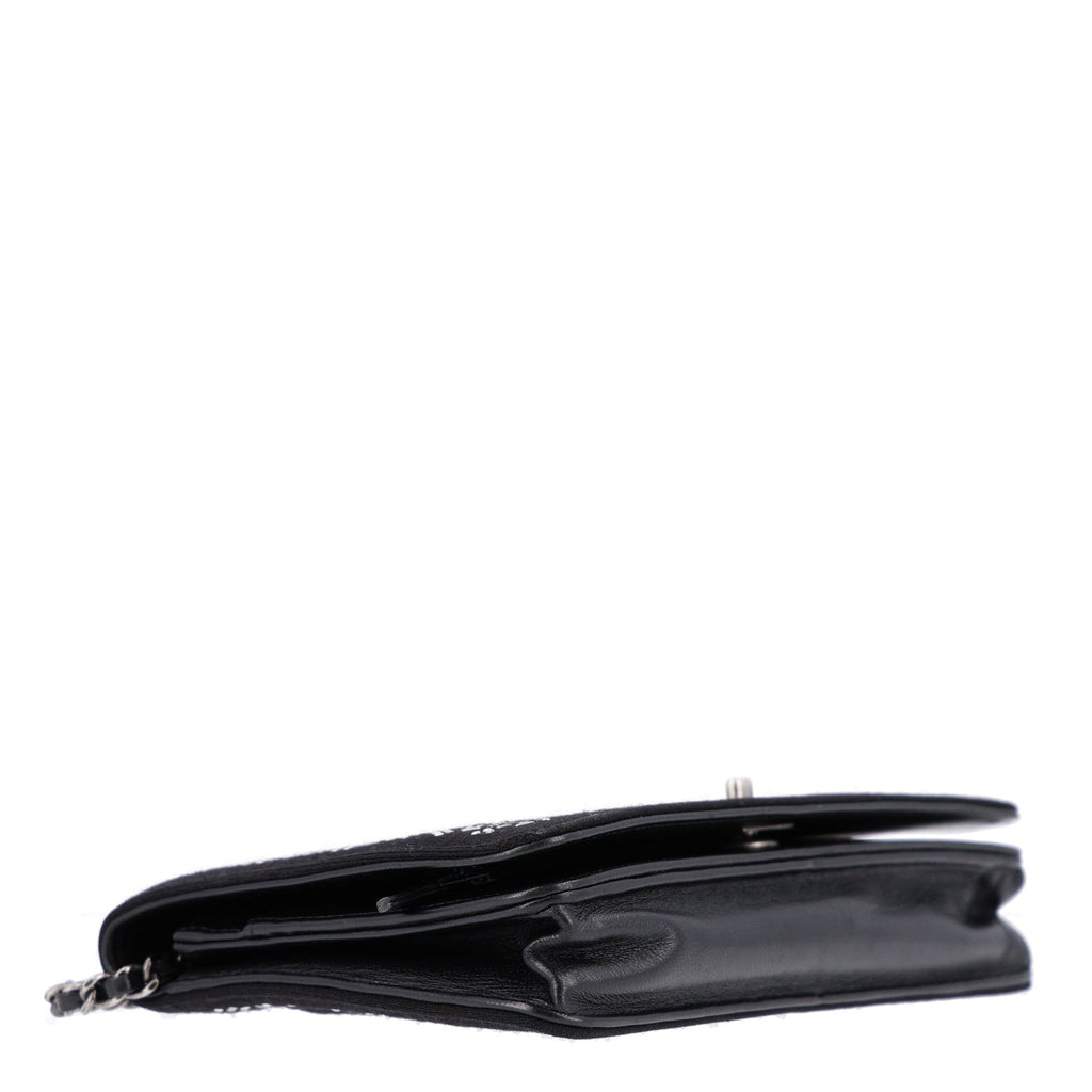 Lambskin Embellished Quilted Wallet On Chain WOC Black