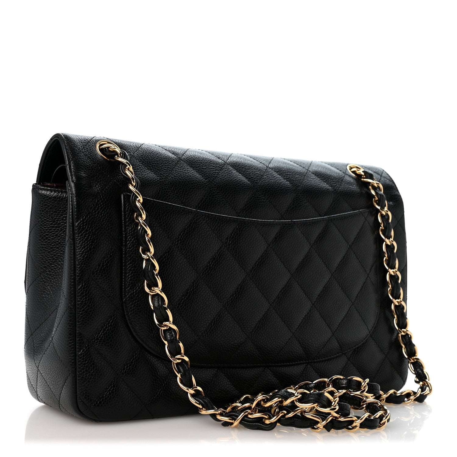 Caviar Quilted Jumbo Double Flap Black