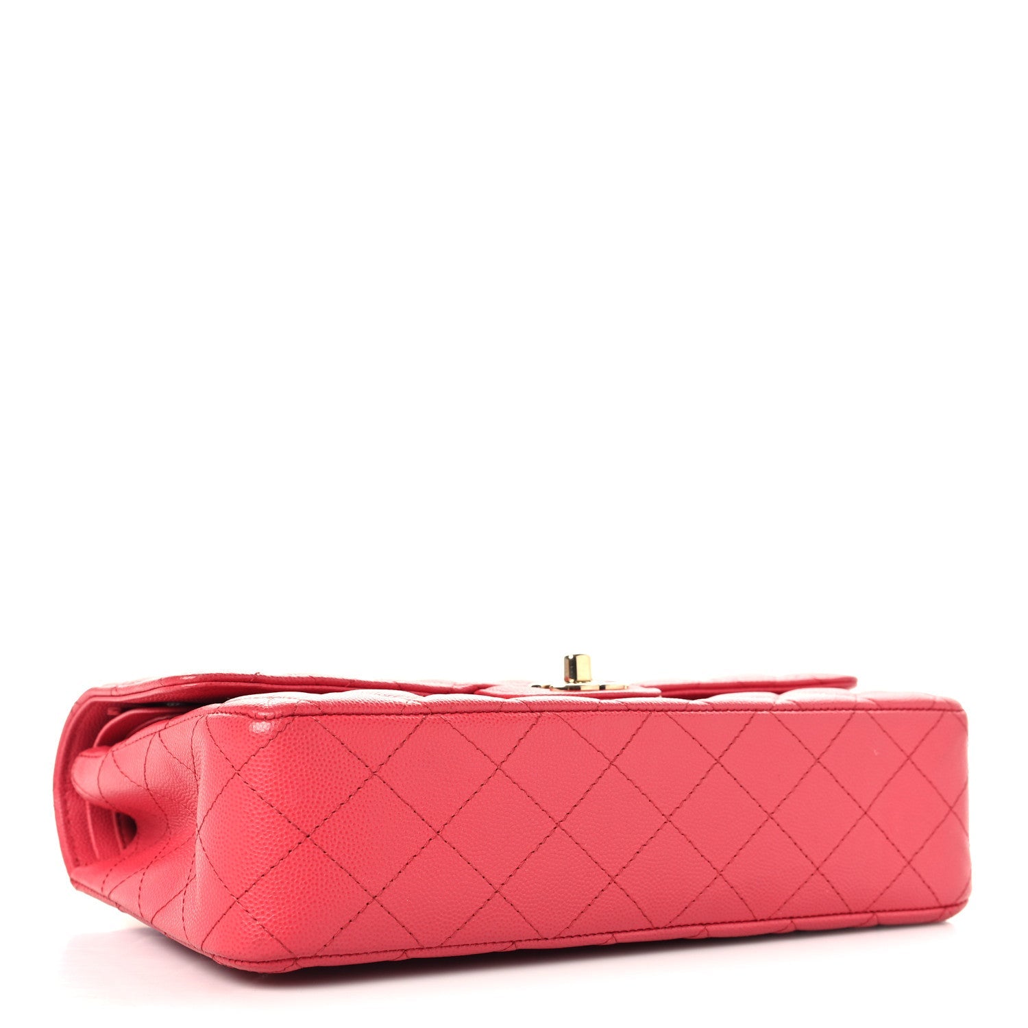 Caviar Quilted Medium Double Flap Red