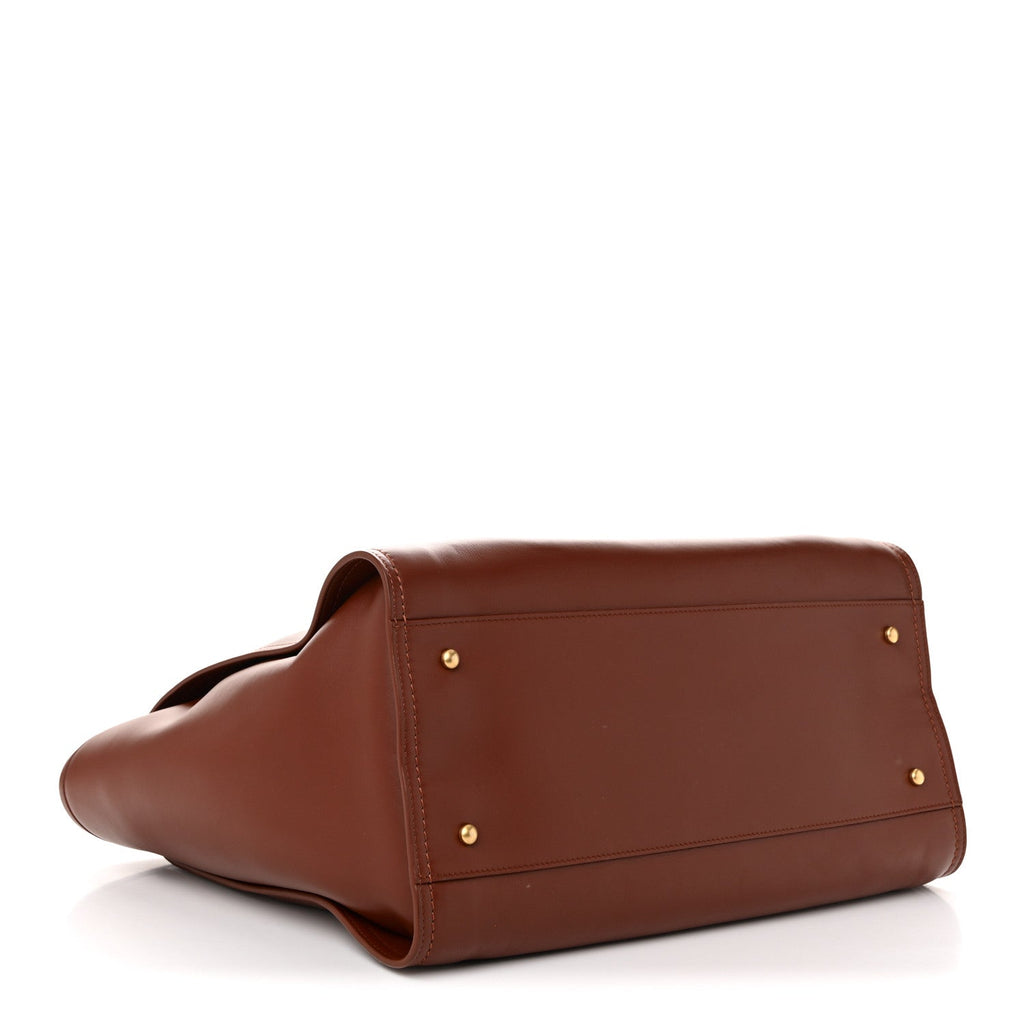 Calfskin Large Deauville Tote Brown