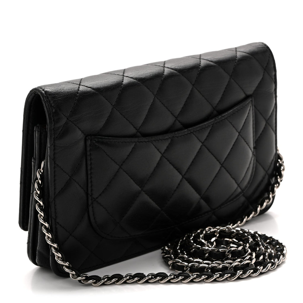 Lambskin Quilted Wallet On Chain WOC Black