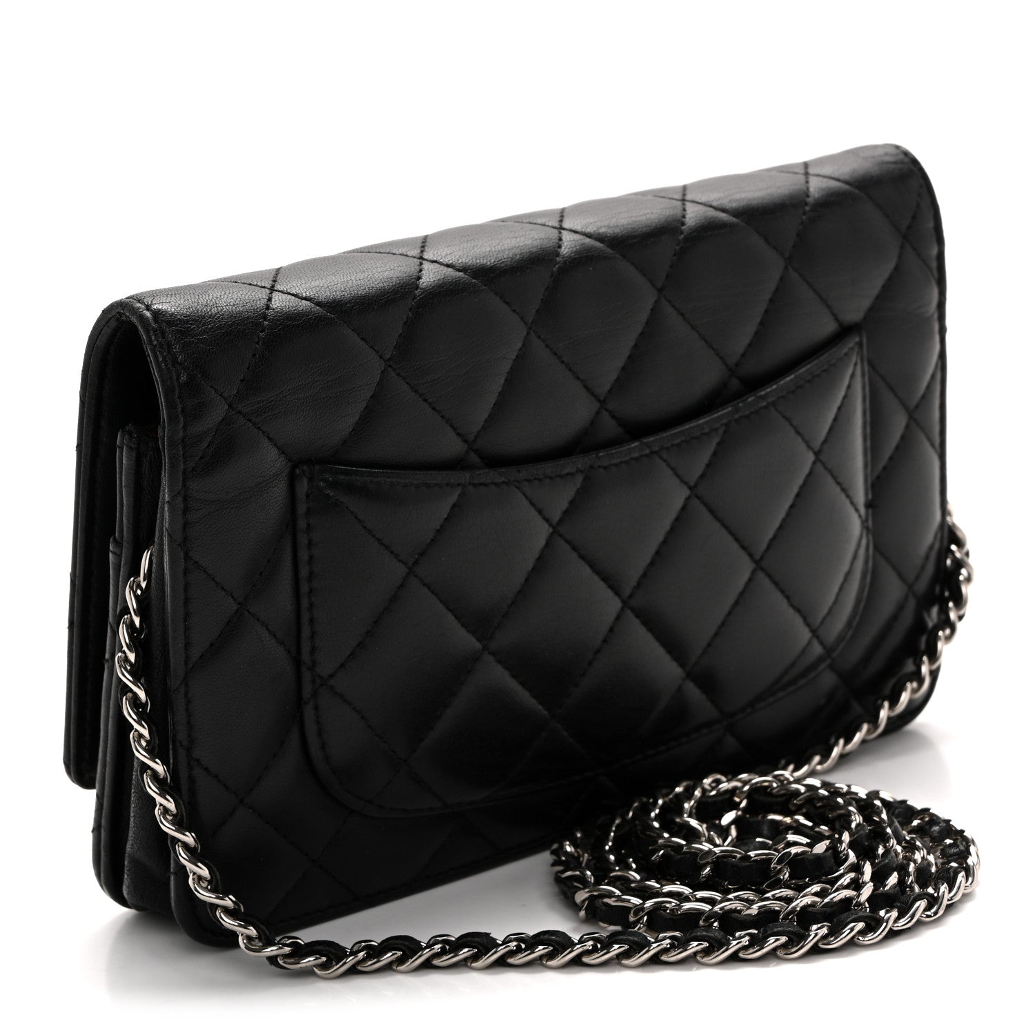 Lambskin Quilted Wallet On Chain WOC Black
