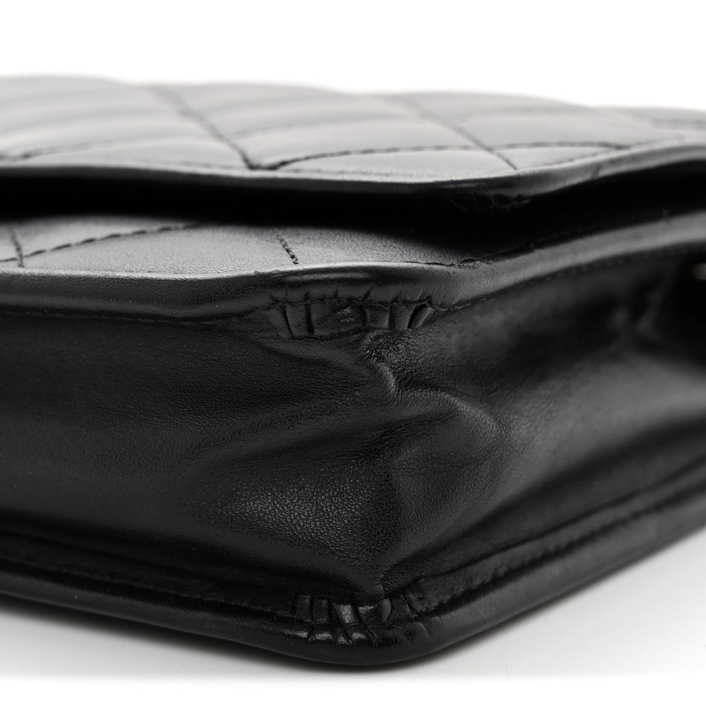 Calfskin Quilted Cambon Wallet on Chain WOC Black