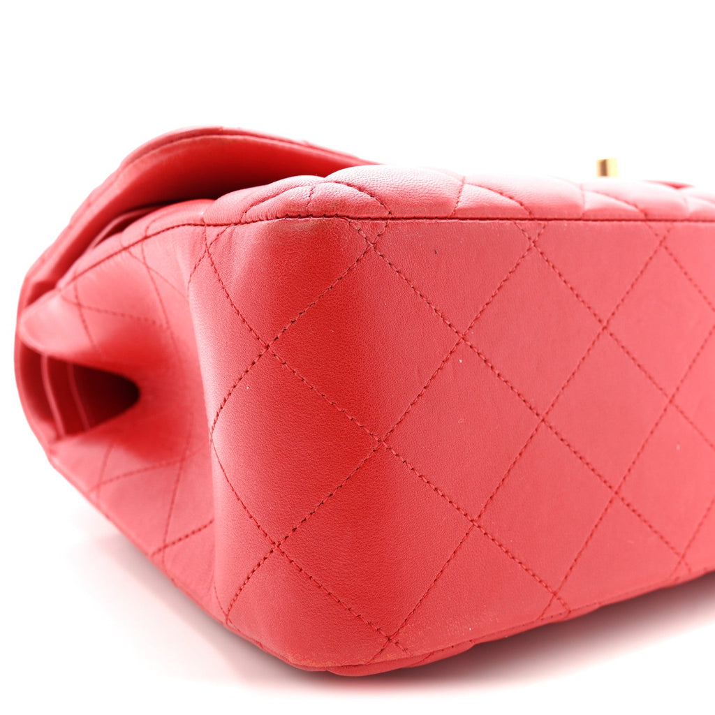 Lambskin Quilted Jumbo Double Flap Red