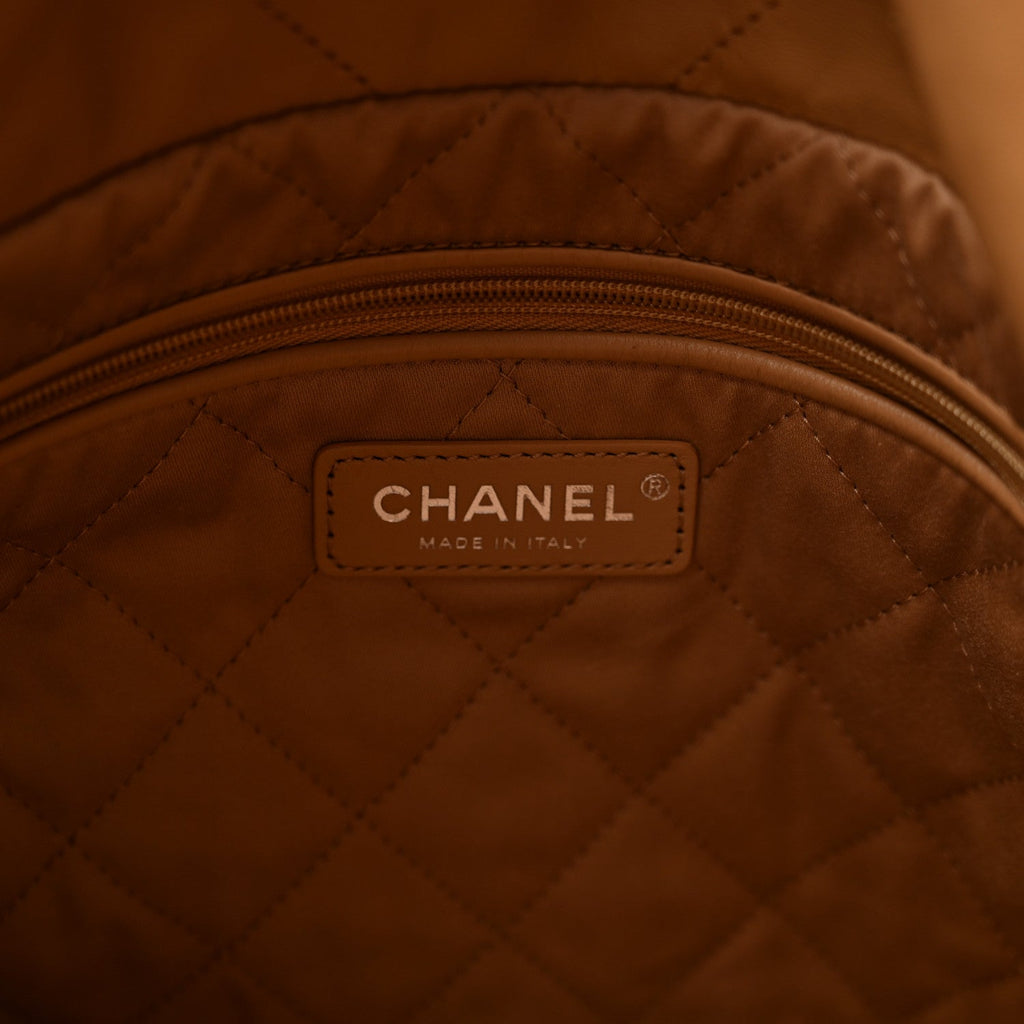 Shiny Calfskin Quilted Small Chanel 22 Beige