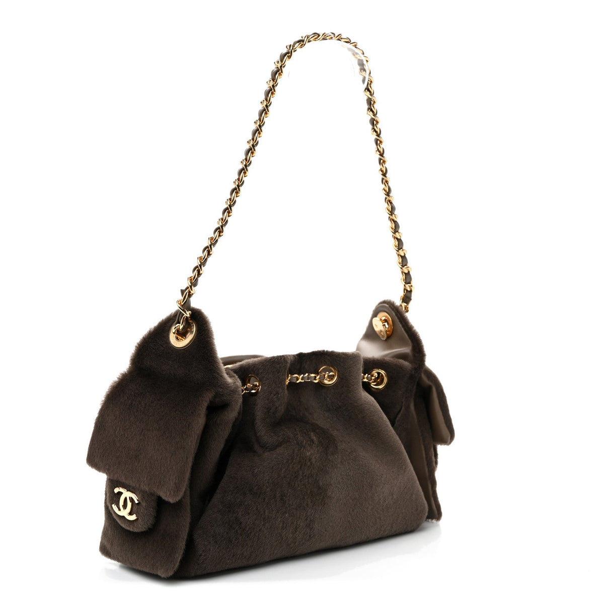 Pony Hair Mini Chanel 25 Handbag Dark Khaki