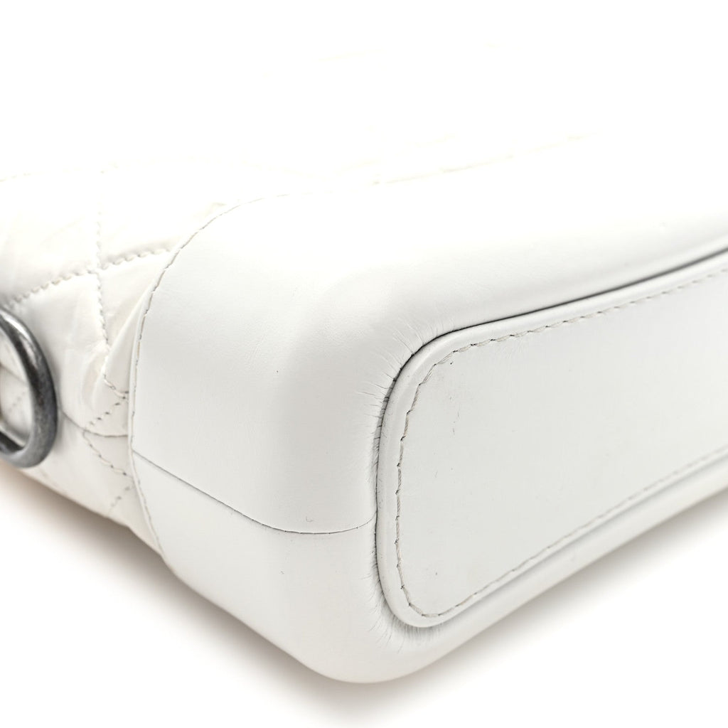 Aged Calfskin Quilted Small Gabrielle Hobo White