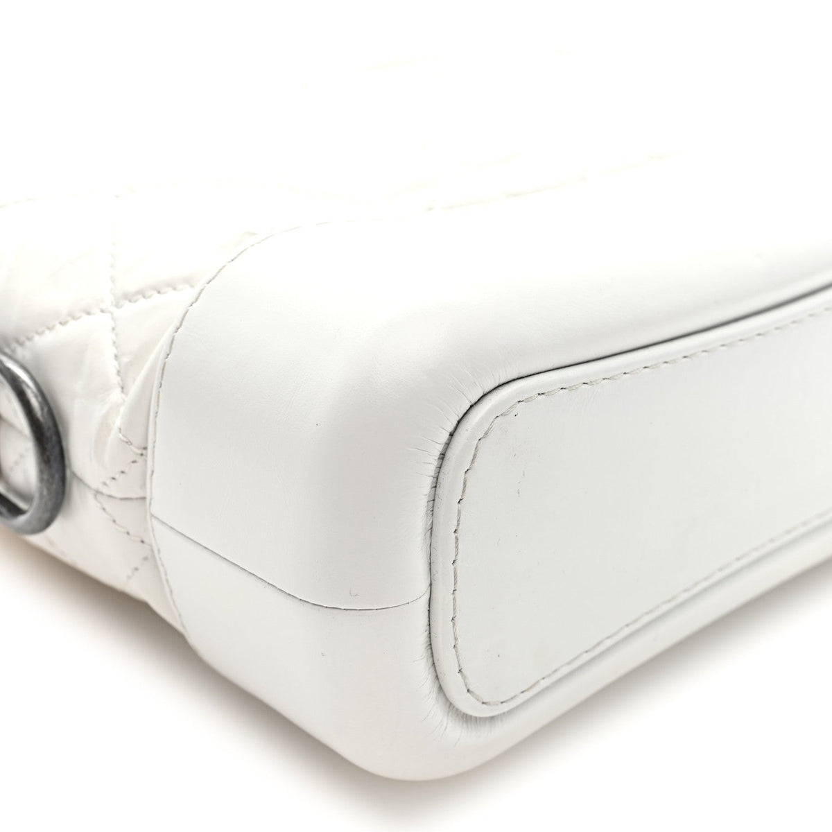 Aged Calfskin Quilted Small Gabrielle Hobo White