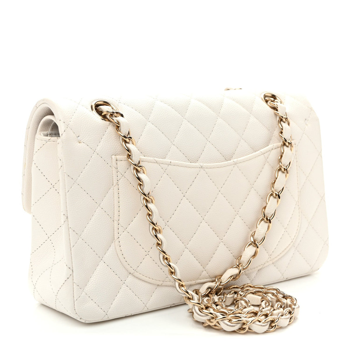 Caviar Quilted Small Double Flap White