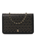 Lambskin Studded Wallet on Chain WOC Grey