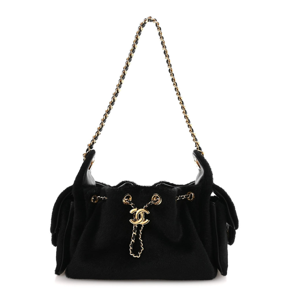 Pony Hair Mini Chanel 25 Handbag Black