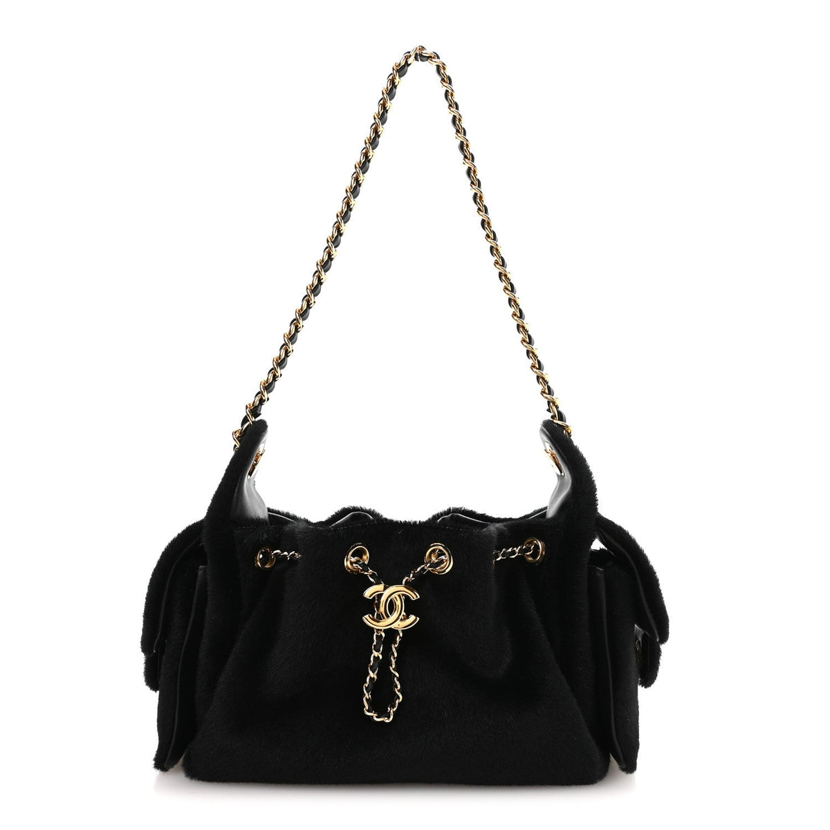 Pony Hair Mini Chanel 25 Handbag Black