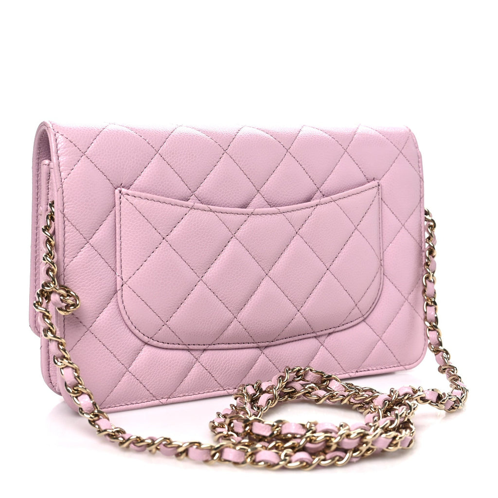 Caviar Quilted Wallet on Chain WOC Light Pink