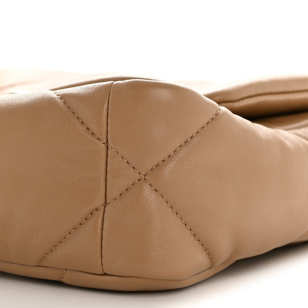 Lambskin Quilted Medium Chanel 19 Flap Beige
