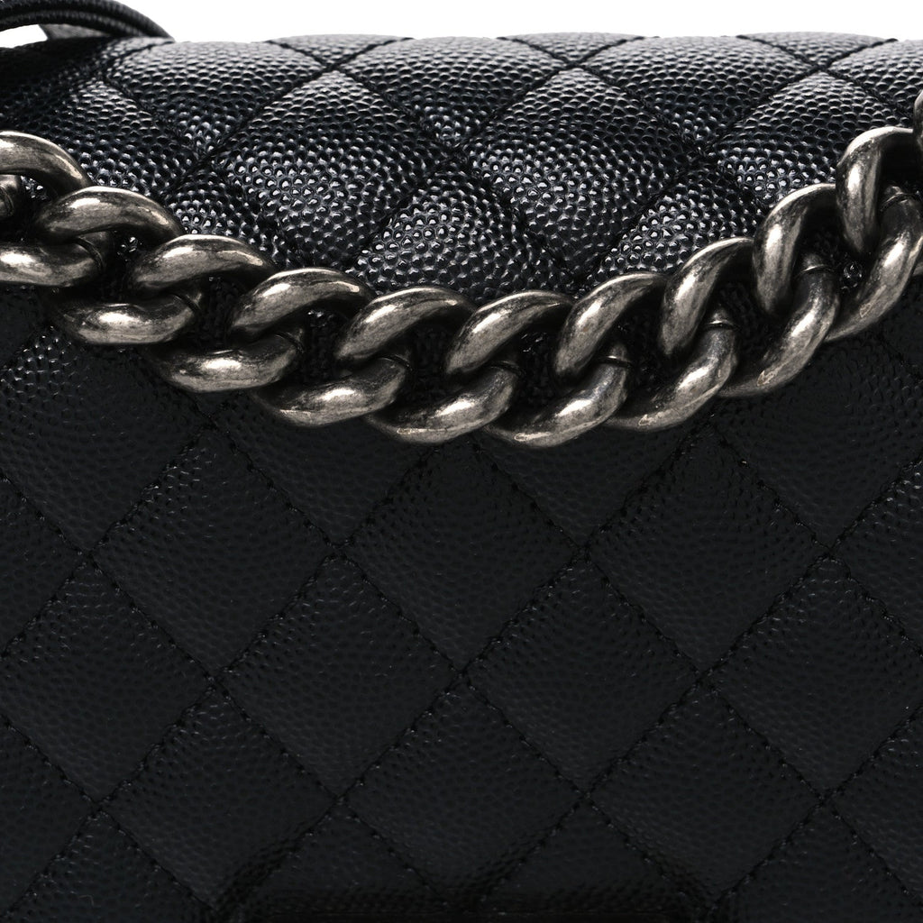 Caviar Quilted Small Boy Flap Black