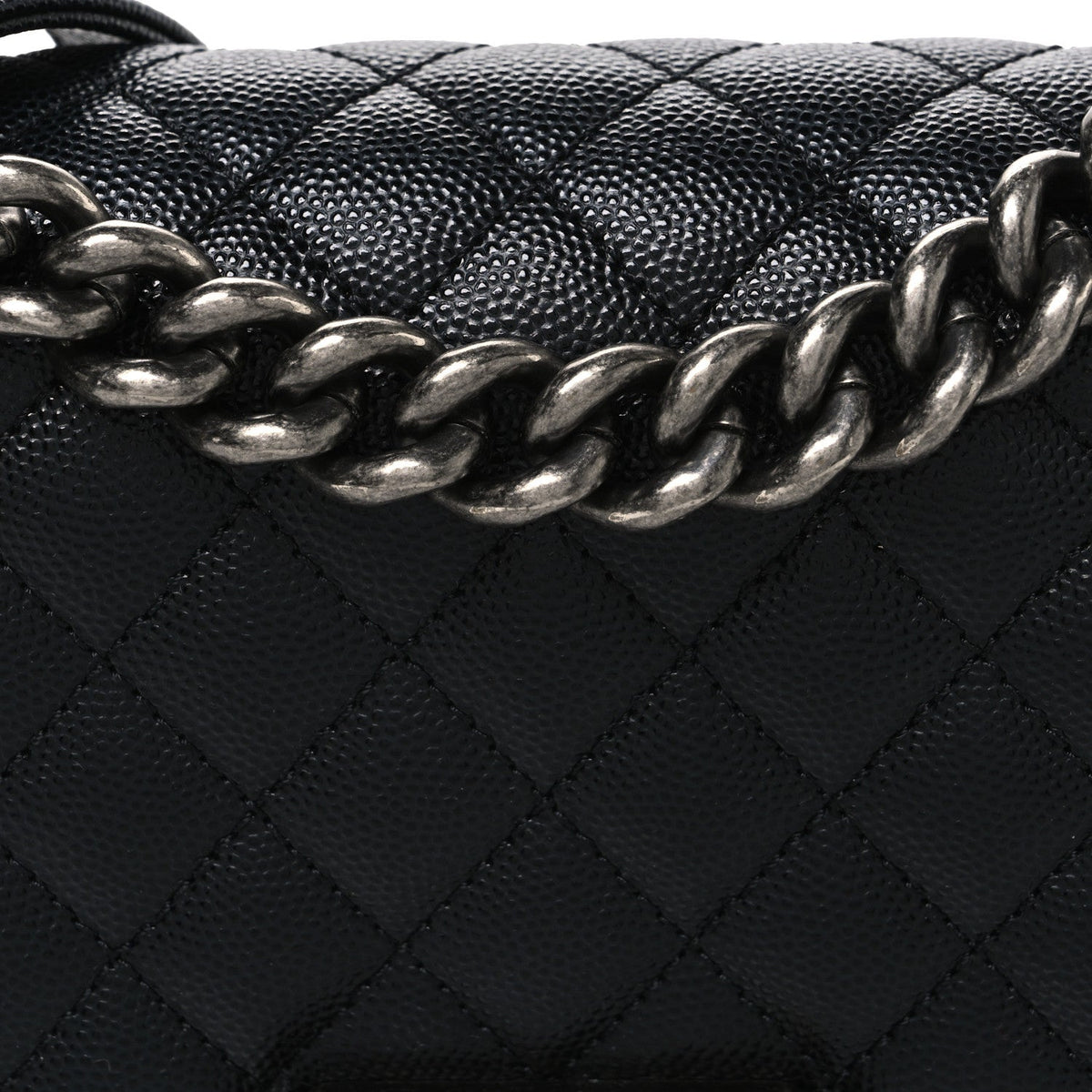 Caviar Quilted Small Boy Flap Black