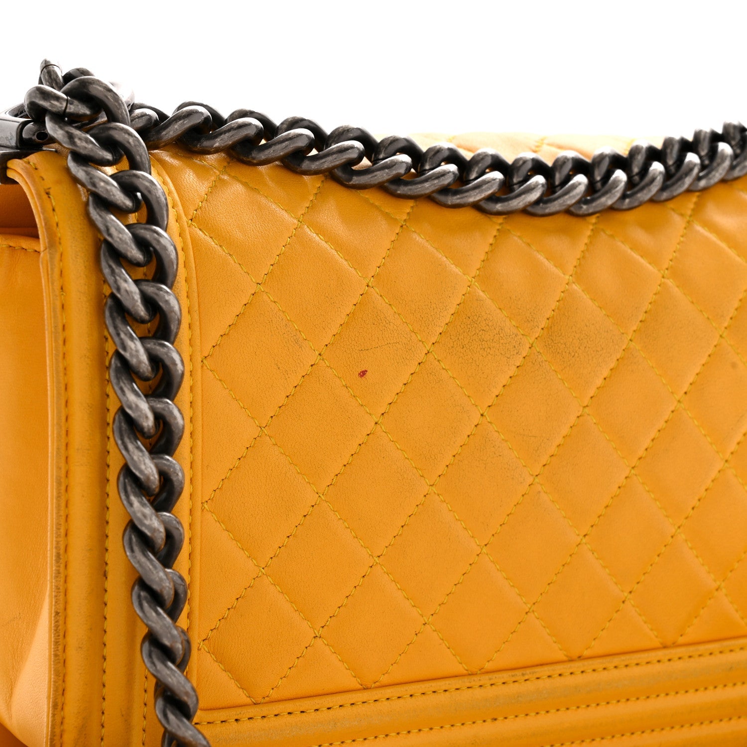 Lambskin Quilted Medium Boy Flap Yellow