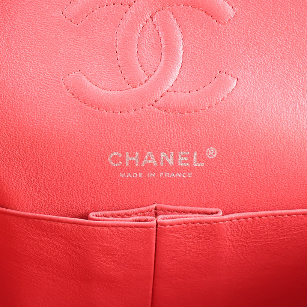 Caviar Chevron Quilted Small Double Flap Dark Pink