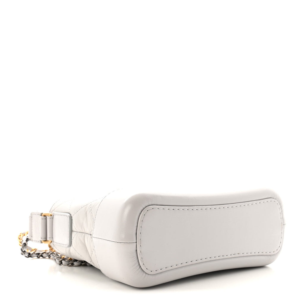 Aged Calfskin Quilted Small Gabrielle Hobo Grey