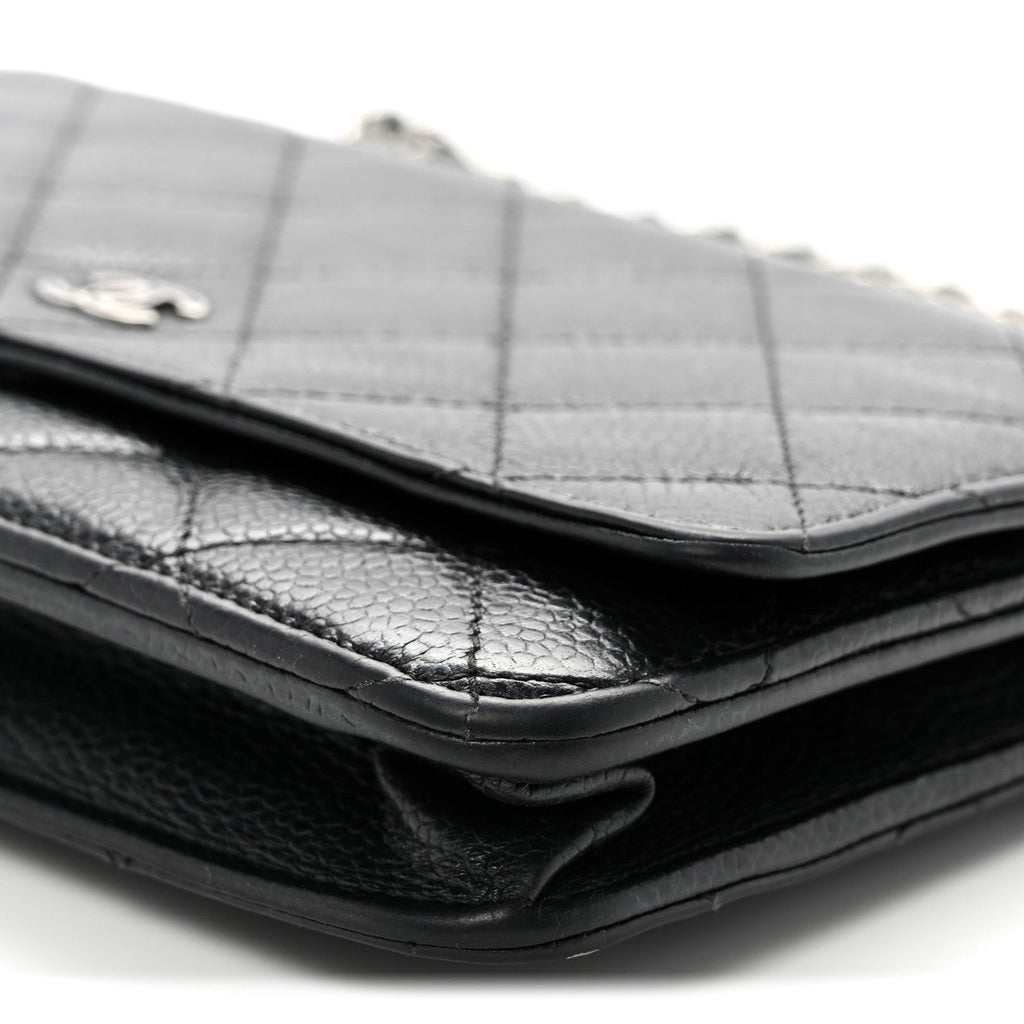 Caviar Quilted Wallet on Chain WOC Black