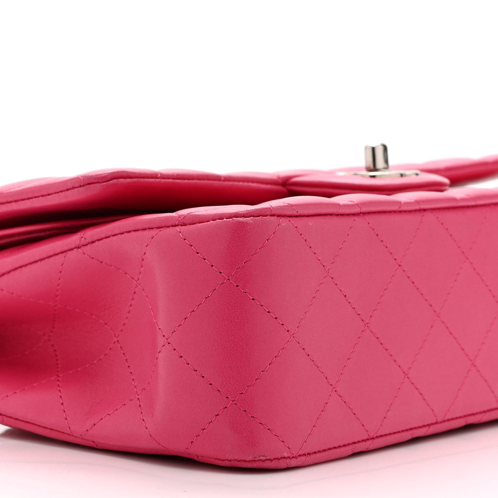 Lambskin Quilted Medium Double Flap Pink