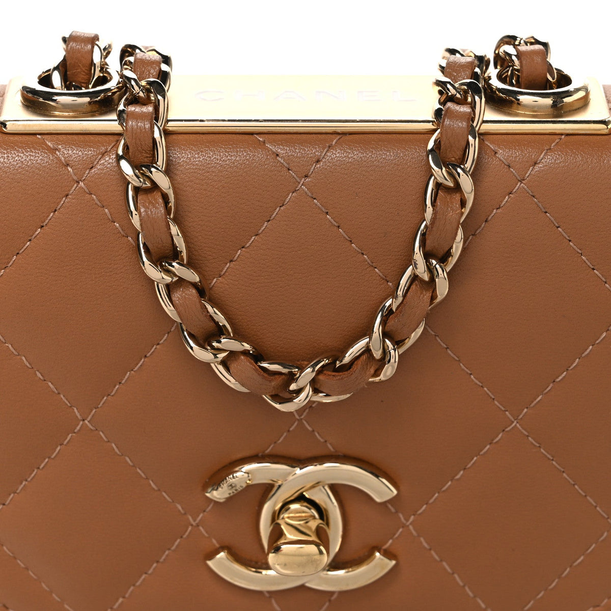 Lambskin Quilted Mini Trendy CC Clutch With Chain Brown