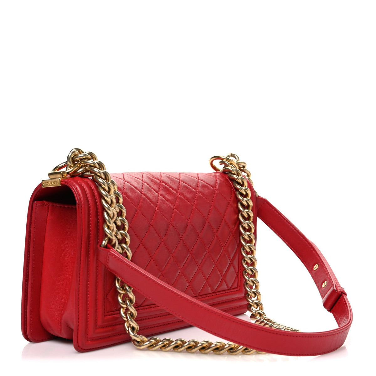 Lambskin Quilted Medium Boy Flap Red