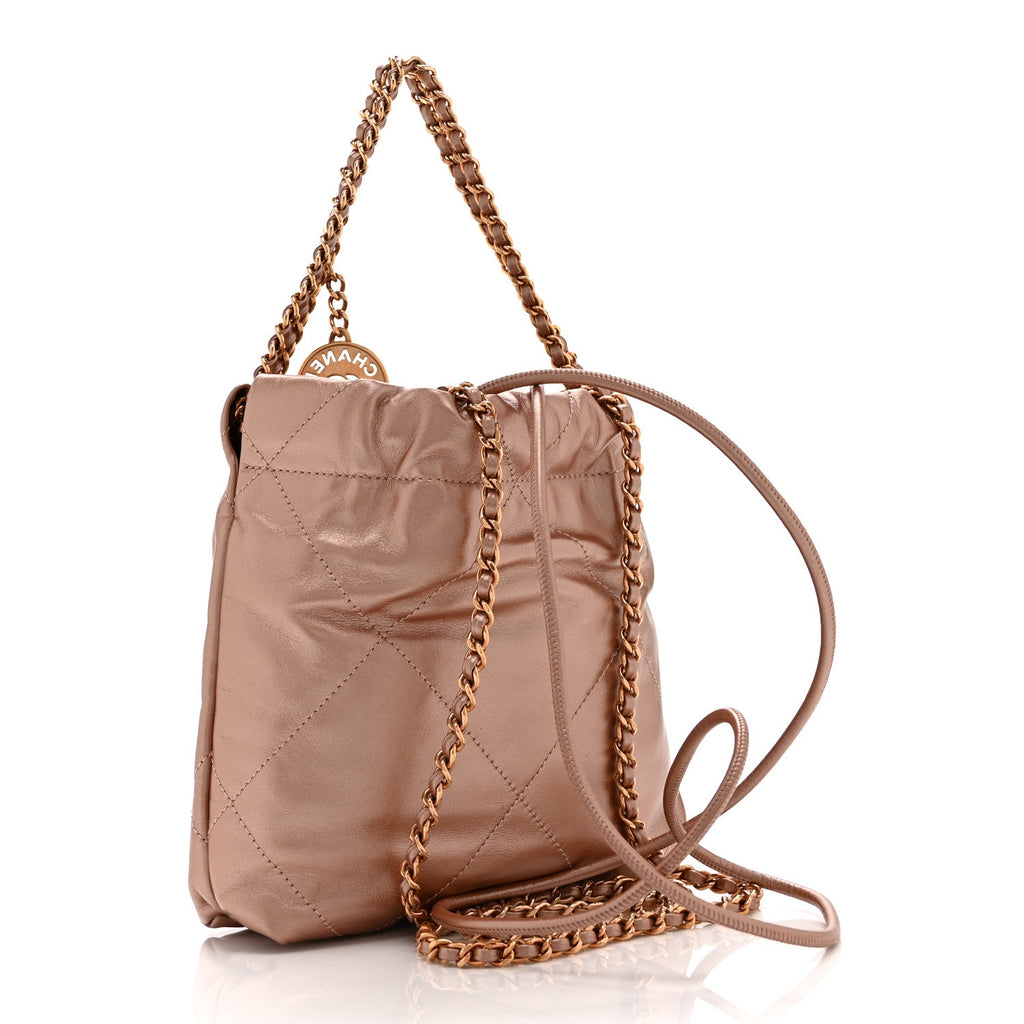 Metallic Calfskin Quilted Mini Chanel 22 Copper