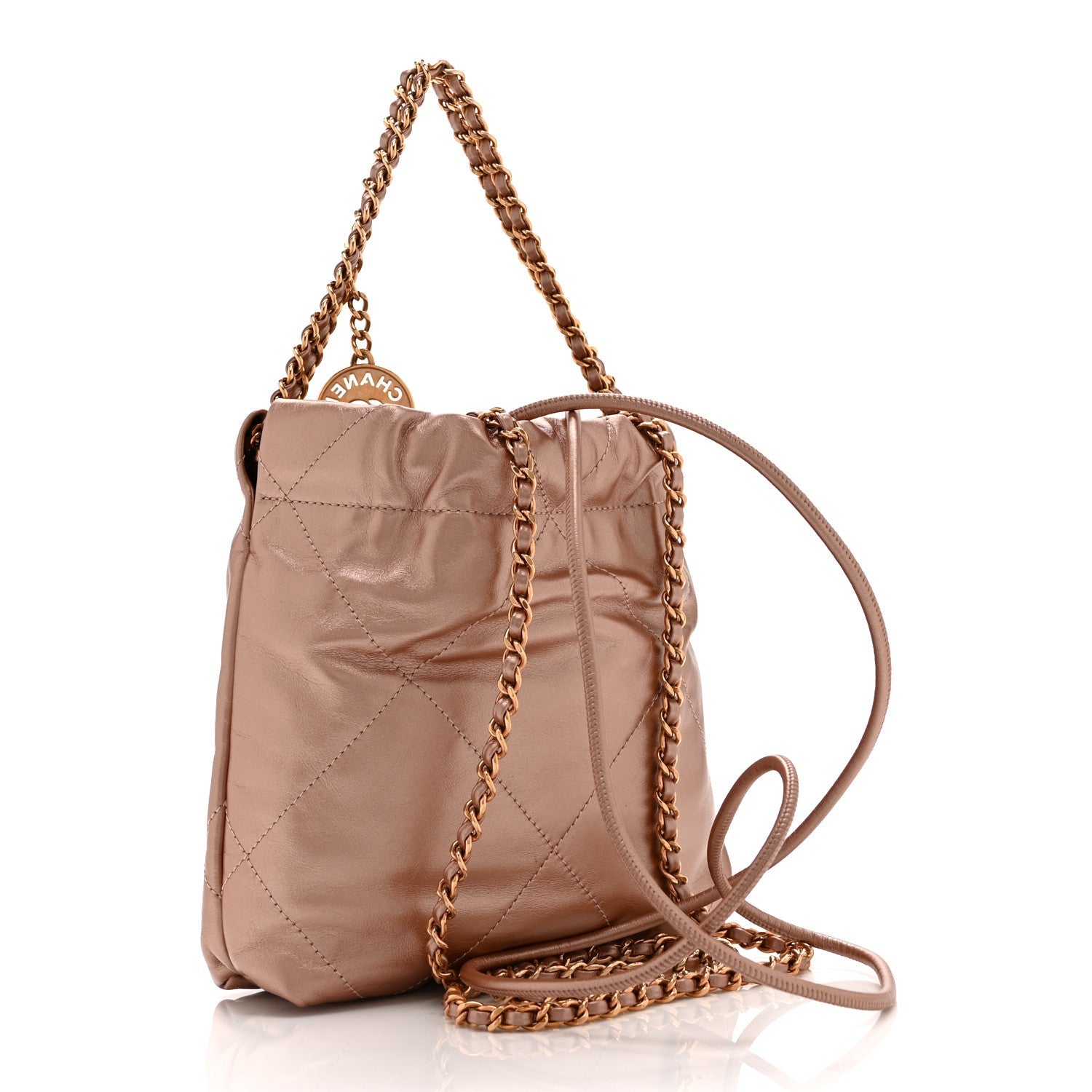 Metallic Calfskin Quilted Mini Chanel 22 Copper